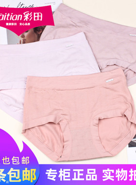 三条包邮彩田女士莫代尔棉中腰32721高腰32722提花大版短裤32723