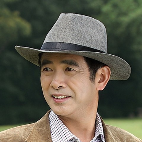 春秋季中年男礼帽男士春夏天帽子中老年遮阳爵士帽亚麻老人男礼帽