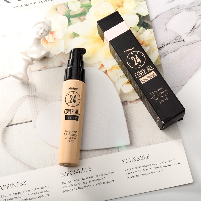 泰国mistine24小时粉底液不脱妆持久保湿美白隔离遮瑕正品bb霜