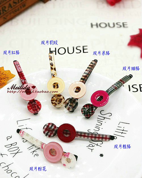 日韩风圆片豹纹一字夹子头饰