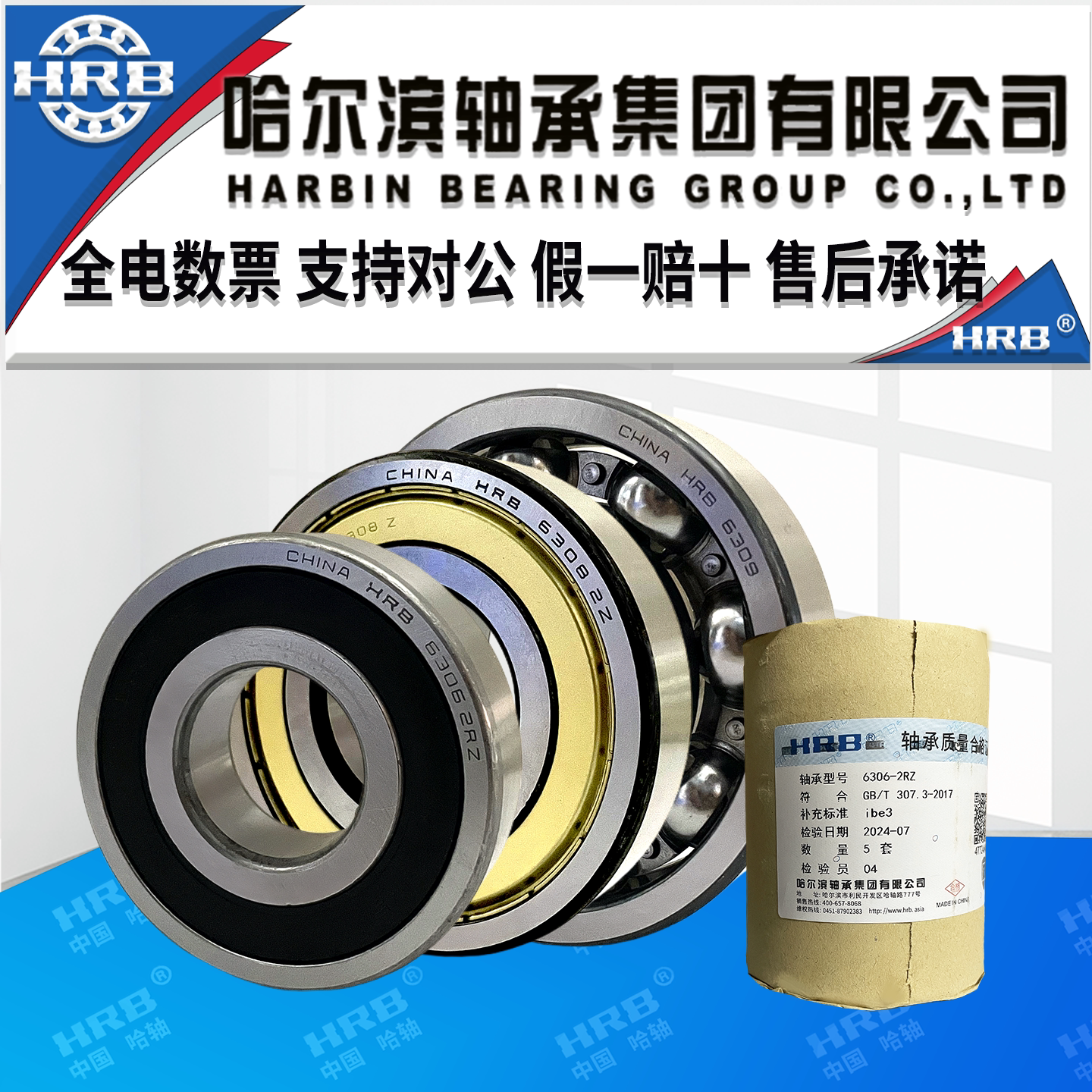 HRB哈尔滨轴承6306 6307 6308 6309 6310 6311 zz rz深沟球双密封 - 实物图
