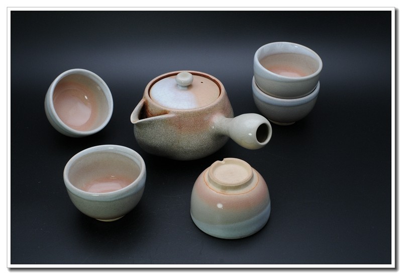 现货日本海淘 老货 萩烧天鹏山作 5客汤吞 急须 日式茶杯茶壶茶具