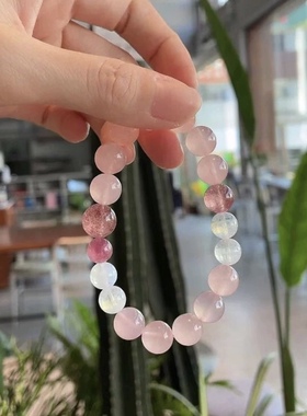 粉晶 月光石 草莓晶 女款手链