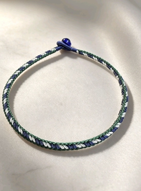 五行补金补水补木手链 墨绿色藏蓝色 银色