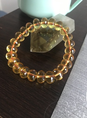 黄水晶盘珠手链 12毫米