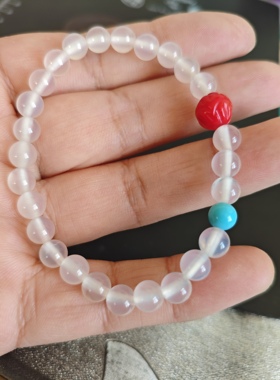 云海石手链 红色莲花珠 美菱矿 国风