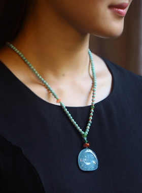 秀气女款项链 海蓝宝