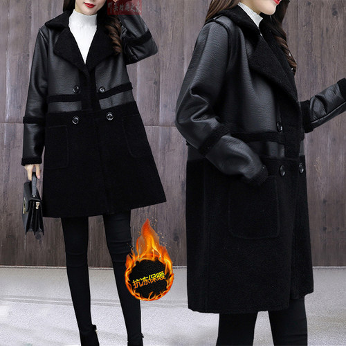 两面穿羊羔毛宽松皮大衣加绒加厚