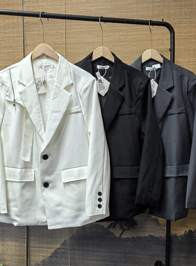 25D3A1金属拉链装饰西装外套设计感秋装休闲西服港风痞帅男装上衣