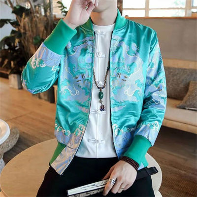 中国风祥龙印花夹克加棉棒球服