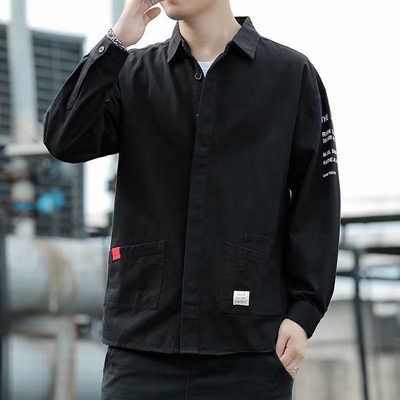 男士长袖衬衫春夏全棉工装外套