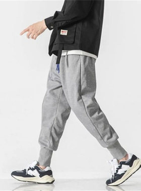 25B5C8秋冬活力风加绒休闲裤新中式宽松百搭灯笼裤潮流束脚九分裤