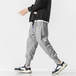 潮流束脚九分裤 宽松百搭灯笼裤 新中式 25B5C8秋冬活力风加绒休闲裤