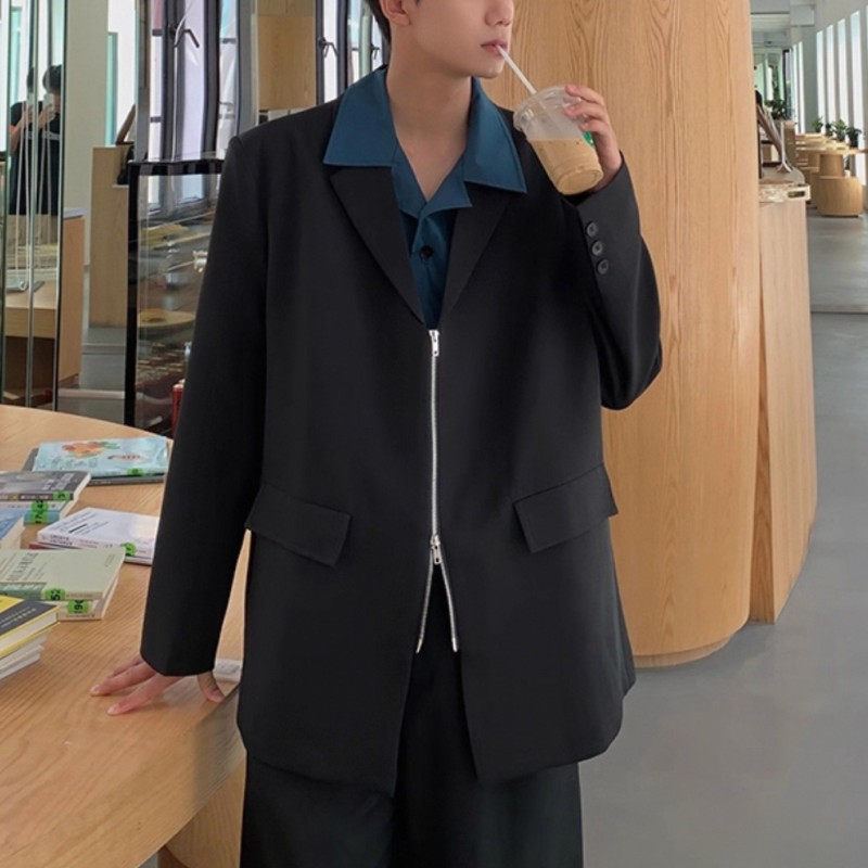 设计感拉链西装痞帅外套休闲西服