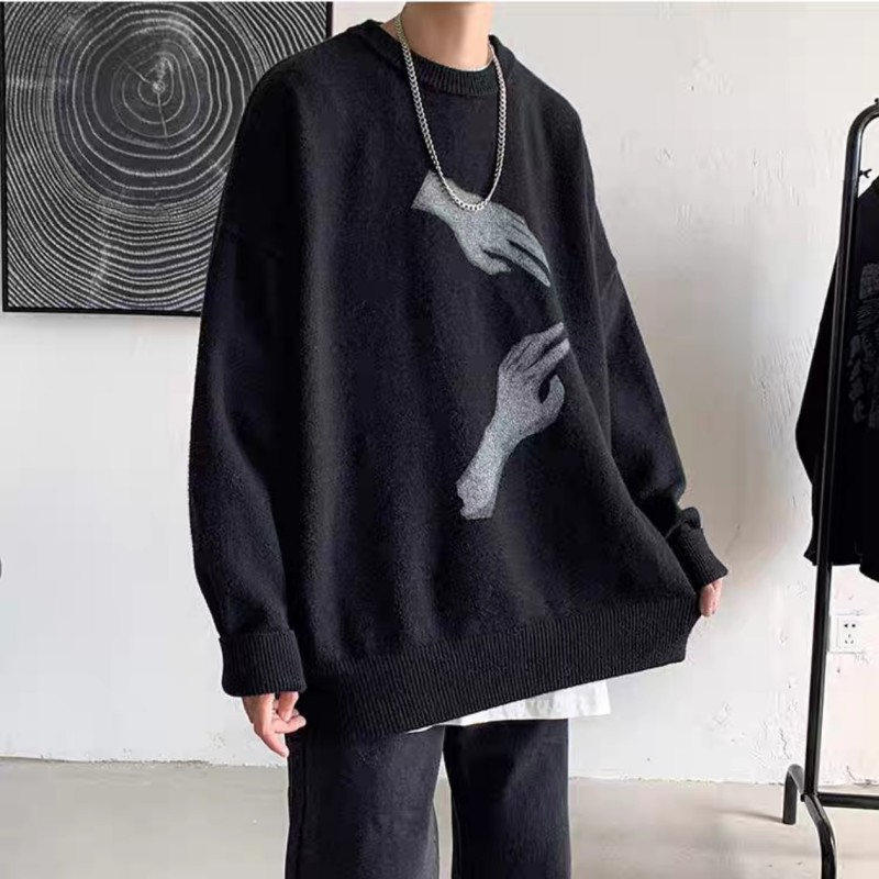 MY49秋冬针织打底衫暗黑系痞帅个性印花毛衣男女学生潮流百搭上衣,男装,针织衫/毛衣,淘宝优惠券,粉丝福利购,淘宝优惠卷