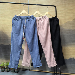 25C10D5港风灯芯绒直筒裤子秋款条绒裤潮流男士宽松大码休闲长裤