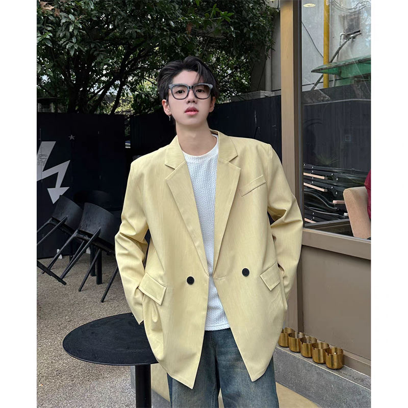 26C8B4男装阔版时尚长袖痞帅休闲西服春秋季新款轻奢高端西装外套