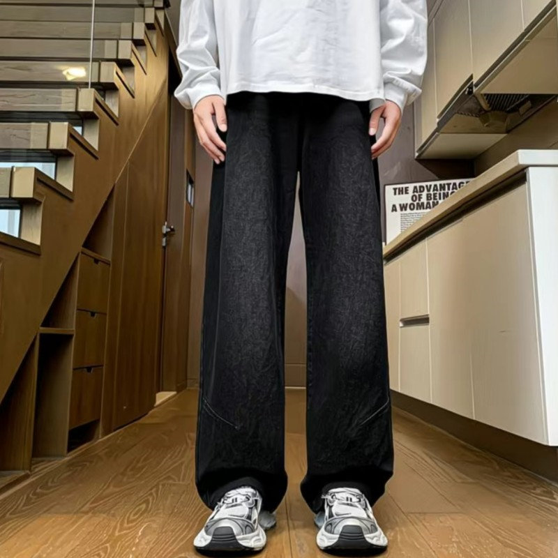欧美高街牛仔裤休闲阔腿裤