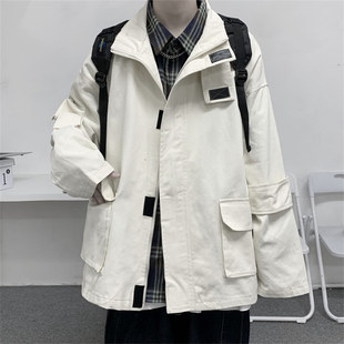 帅气上衣港风潮流夹克 外套宽松大码 25C7B3秋季 日系多口袋机能工装