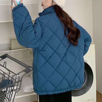 菱形格棉衣冬装外套港风ins