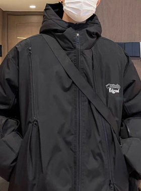 24C12A6新款多拉链加厚棉衣冬季美式街头情侣棉服外套宽松面包服