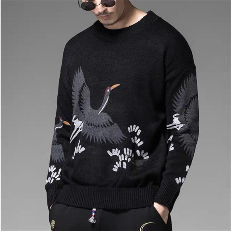 中国风国潮圆领上衣针织衫