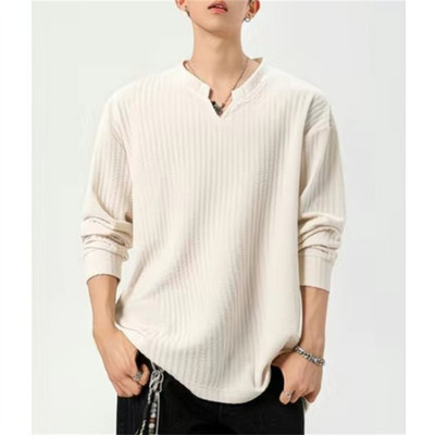 秋冬长袖t恤卫衣美式褶皱打底衫