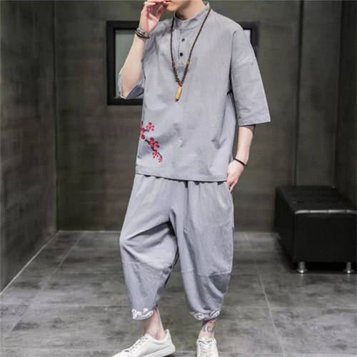 夏季中国风棉麻套装中式汉服唐装