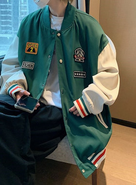 25C12C4夹克外套男秋季新款ins港风大码棒球服青少年帅气百搭开衫