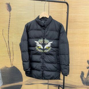 26C6D2冬季中长款中国风重磅刺绣棉衣复古风男女中式盘扣修身棉服