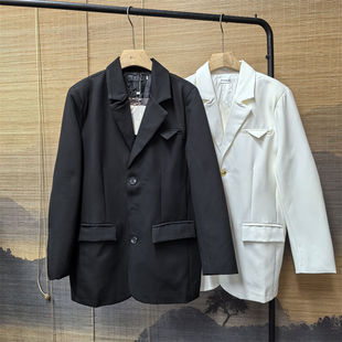纯色西装 春秋季 商务休闲设计感潮流百搭宽松西服 常规款 25B3D2韩版