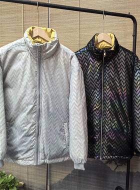 25C10B6冬季保暖简欧风立领镭射羽绒服外套新款时尚潮流痞帅上衣
