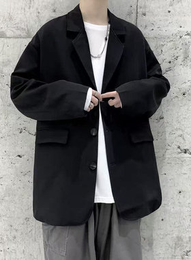 25B10B1春秋季潮流时尚纯色西服外套港风情侣简约痞帅宽松型西装