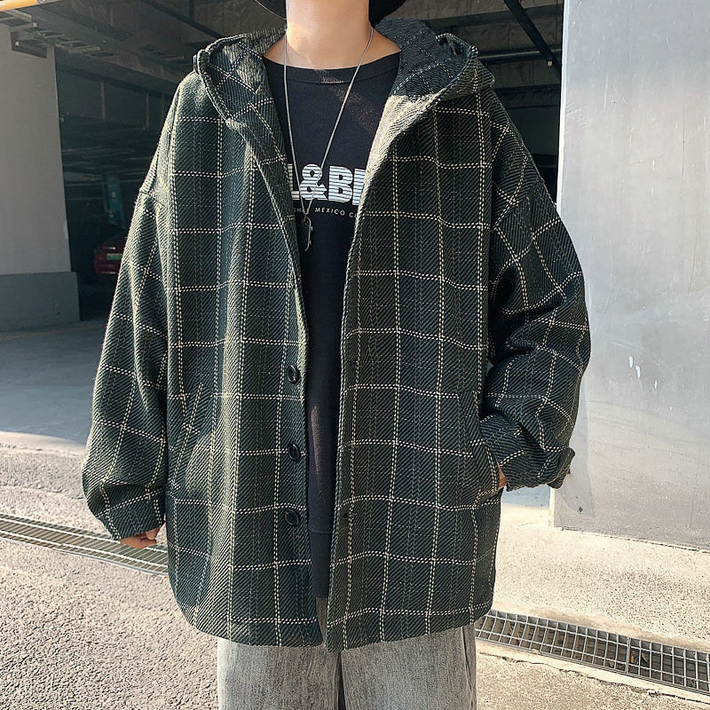 秋冬季格子毛呢夹克外套