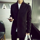 男士 风衣潮流男式 呢子大衣韩版 中长款 呢料外套 修身 25C1D2秋冬新款