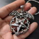 离街杂货SATAN恶魔逆五芒星倒项链蝙蝠暗夜精灵吊坠钛钢摇滚金属