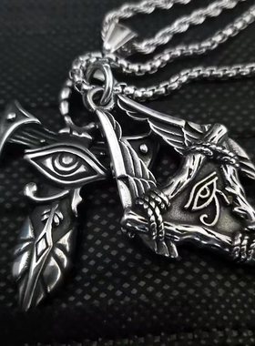 男生女生钛钢荷鲁斯之眼精致项链