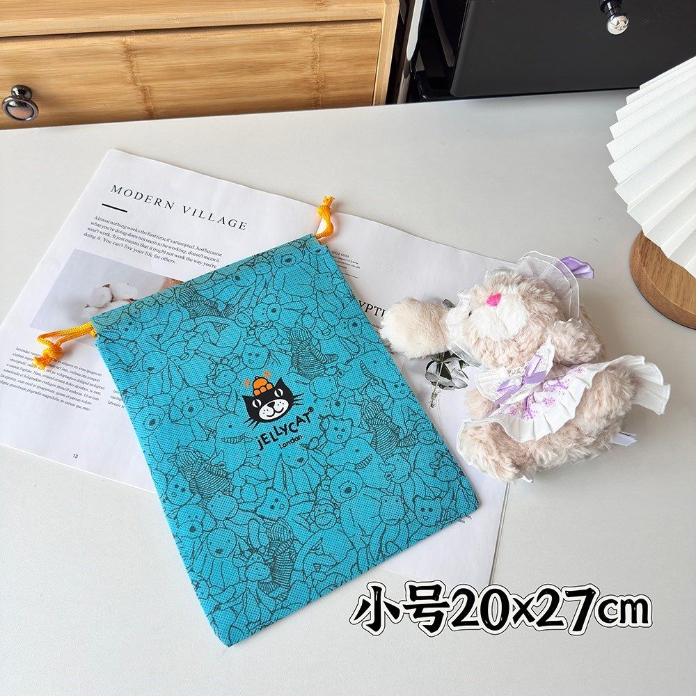 JC英国jellycat原装蓝色抽绳防尘袋手提袋卡片
