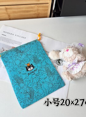 JC英国jellycat原装蓝色抽绳防尘袋手提袋卡片