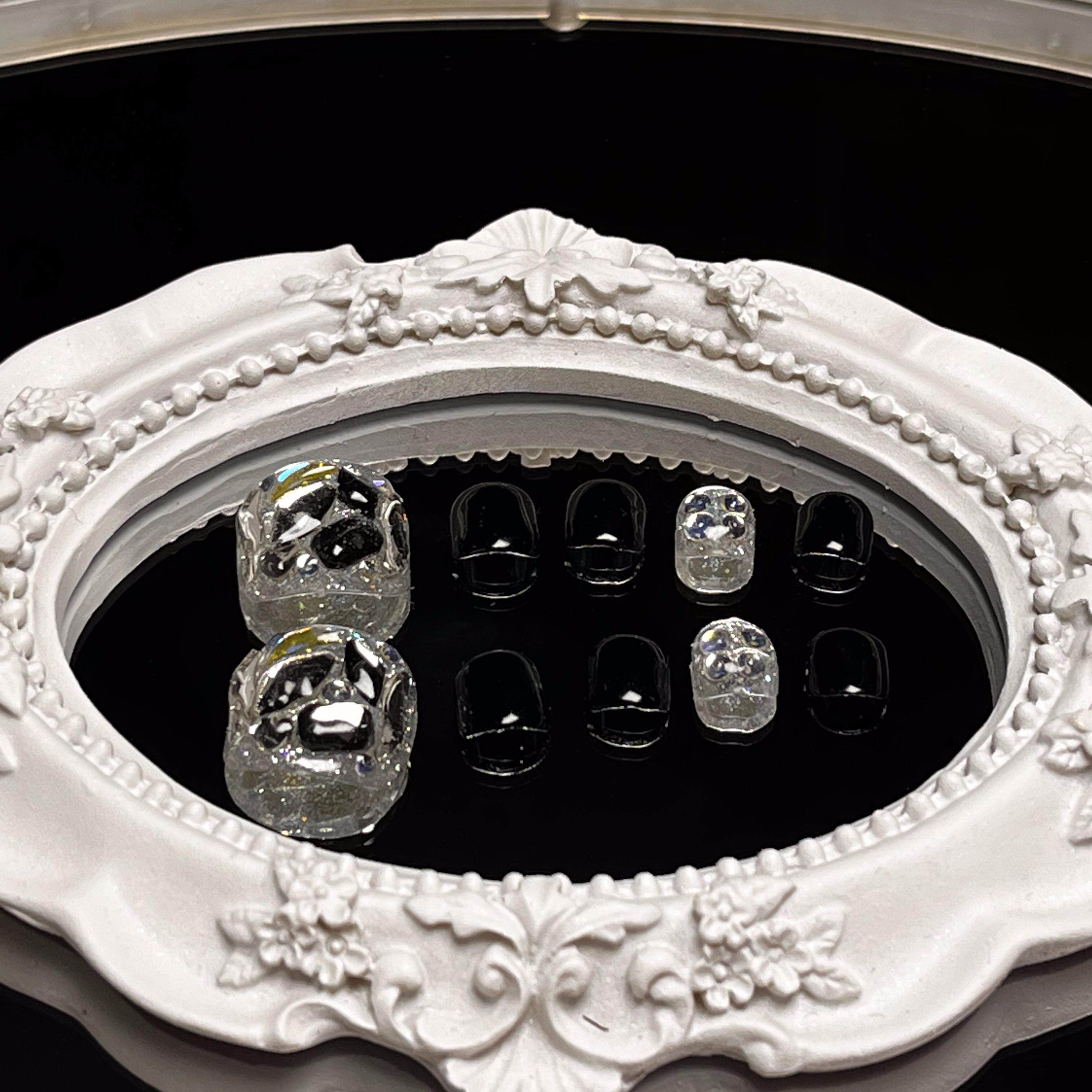 手工美甲穿戴甲黑色脚甲007甲片脚趾甲贴美甲贴2024春夏新款