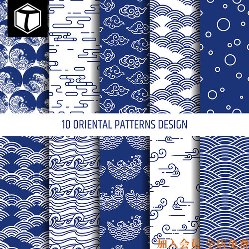 古典传统中国风祥云图案日式和风无缝拼接印花图案Ai矢量设计素材