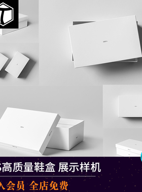 鞋盒天地盖纸盒效果图展示VI智能贴图样机模型PS设计素材mockups