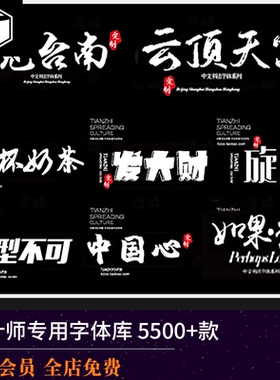 PS字体安装包手写艺术英文procreate中文书法毛笔水墨下载AI字库