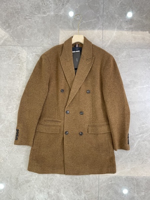 2000+格里~sen呢子男商务绅士大衣大码胖子羊毛混纺防风酒红外套