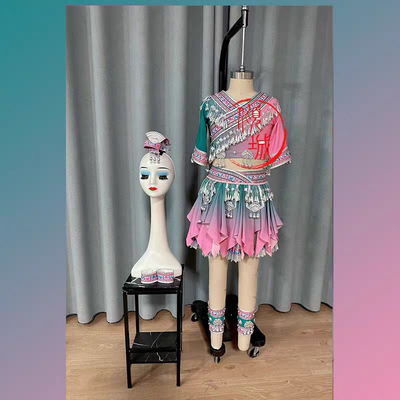 酒妹苗族舞蹈服装少数民族舞服装土家族女子独舞演出服艺考服儿童