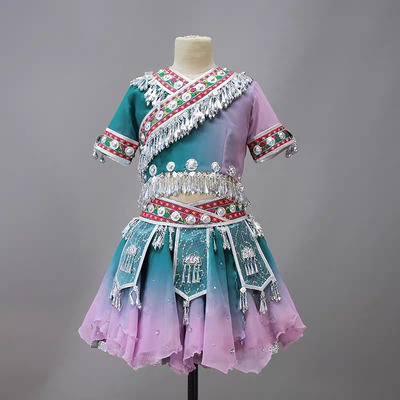 少儿民族舞蹈服装苗族组合苗阿妹苗家女演出服儿童独舞表演服