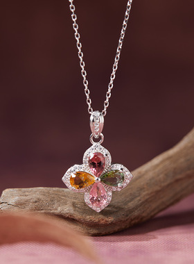 法国chrry koop彩宝碧玺项链女s925银不掉色设计感新款潮项链轻奢