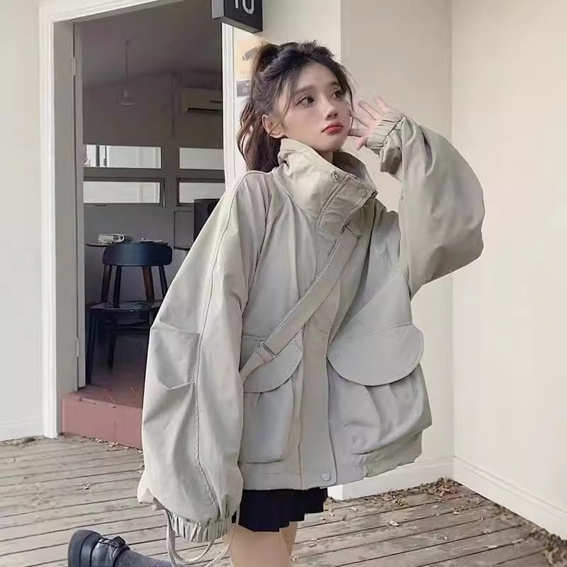 法国cherrykoko口袋设计感冲锋衣女新款春秋小个子宽松休闲运动