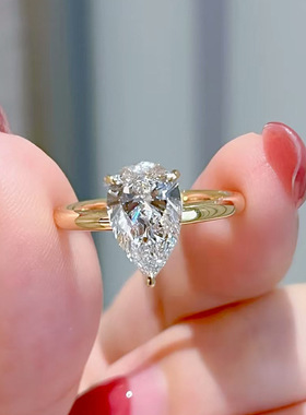 法国chrry koop珠宝s925银水滴戒指新款欧美7*11冰花切梨形戒指女