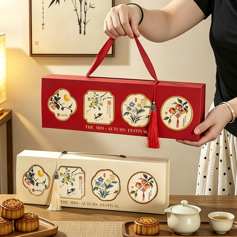 2026新款中秋月饼包装盒礼盒中式国风手工蛋黄酥奶黄流心月饼空盒